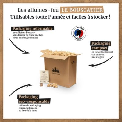 760 à 800 allume-feu en laine de bois et cire végétale 100% naturel pour cheminée poêle four à pizza cuisinière Barbecue brasero.