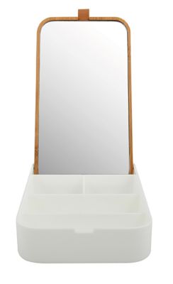 Boîte à bijoux avec miroir blanc et bambou 13 x 22 cm, MSV Alais
