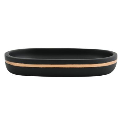 Porte savon MSV spirella Bly en polyrésine coloris noir et doré l.13,3 x P.9,3 x H.2,2 cm