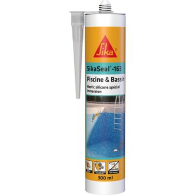 Mastic Silicone Spécial Immersion transparent Sikaseal 163 Piscine et bassin 300ml Sika - Sika