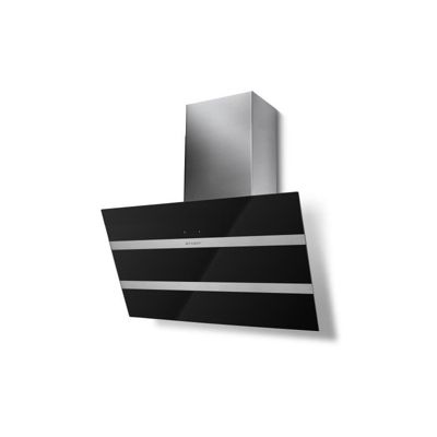 Hotte verticale inclinée STEELMAX 800mm inox/verre noir - classe B - dé FABER - 5513357