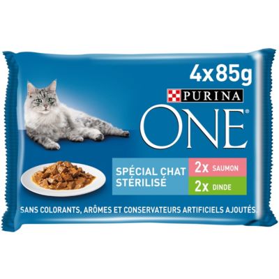 Aliment pour chat stérilisé OneSpécial chat sterilisé Effilés en sauce : saumon dinde 4 x 85g