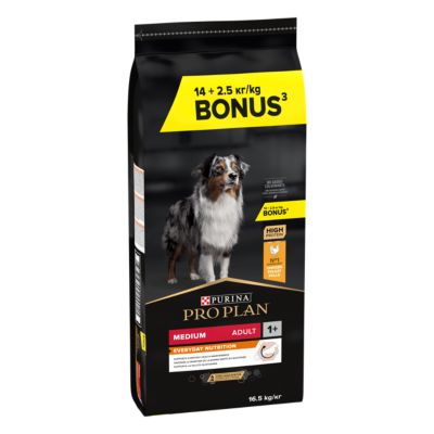 Croquette chien adulte medium Pro plan Poulet - 14 + 2,5kg offert purina