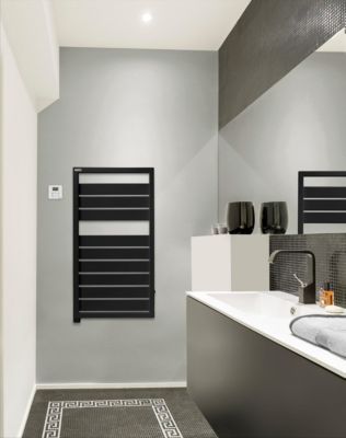 Sèche serviettes électrique à inertie fluide Acova Astrakan noir 500W - Acova