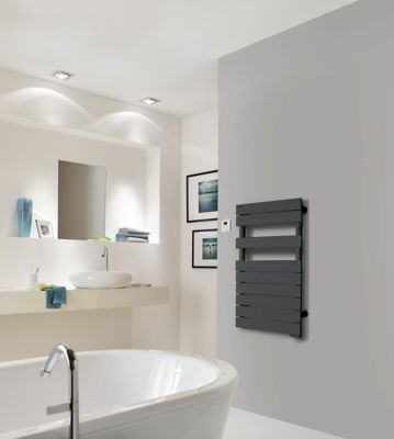 Sèche-serviettes électrique à  inertie fluide Acova Alpaga asymétrique anthracite 1000W