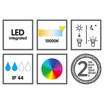 8 balises solaires à piquer RGB IP44 chrome