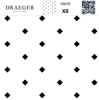 8 carreaux adhésifs motif carré noir sur fond blanc L.10 x H.10 x l.0,4cm