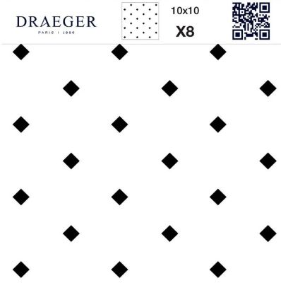 8 carreaux adhésifs motif carré noir sur fond blanc L.10 x H.10 x l.0,4cm