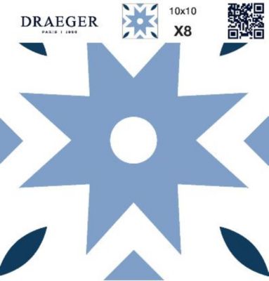 8 carreaux adhésifs motif Dugommier bleu L.10 x H.10 x l.0,4cm