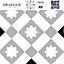 8 carreaux adhésifs motif fleur blanche sur fond gris L.10 x H.10 x l.0,4cm