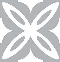 8 carreaux adhésifs motif fleur gris blanc L.10 x H.10 x l.0,4cm