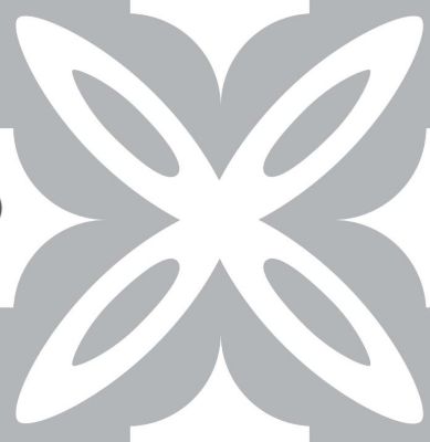 8 carreaux adhésifs motif fleur gris blanc L.10 x H.10 x l.0,4cm