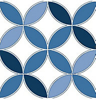 8 carreaux adhésifs motif fleur pétale bleu L.10 x H.10 x l.0,4cm