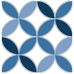 8 carreaux adhésifs motif fleur pétale bleu L.10 x H.10 x l.0,4cm