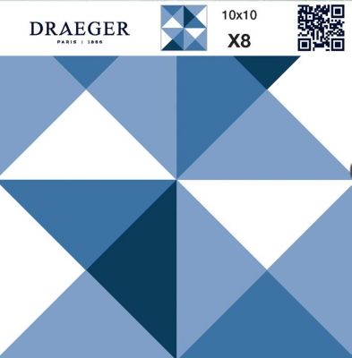 8 carreaux adhésifs motif géométrique bleu L.10 x H.10 x l.0,4cm