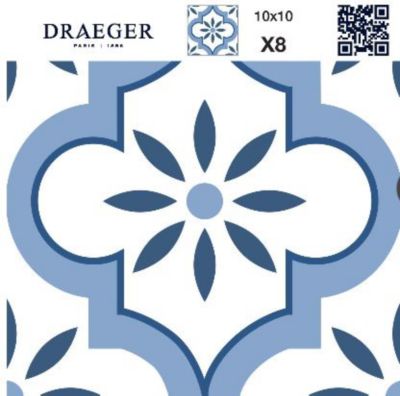 8 carreaux adhésifs motif Marrakech bleu L.10 x H.10 x l.0,4cm