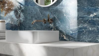 8 dalles murales en PVC effet marbre bleu brillant L.65 x l.37,5 cm x Ép.5mm Dumaplast Inspiro Gloss Mura