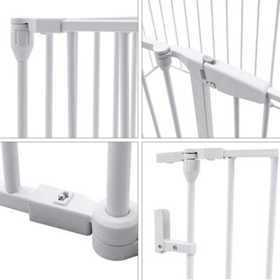8 Pcs Barrieres de Securite Extensible a Pression Grill DIY Protection pour Bebe Animaux Cheminee Escalier Blanc
