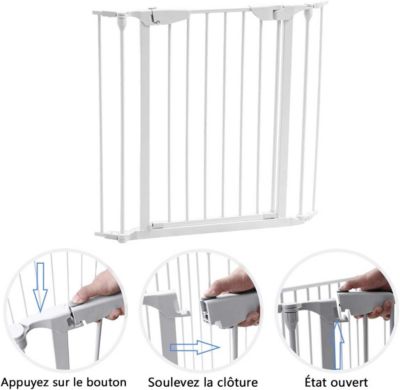8 Pcs Barrieres de Securite Extensible a Pression Grill DIY Protection pour Bebe Animaux Cheminee Escalier Blanc