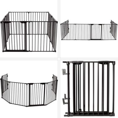 8 Pcs Barrieres de Securite Extensible a Pression Grill DIY Protection pour Bebe Animaux Cheminee Escalier Noir