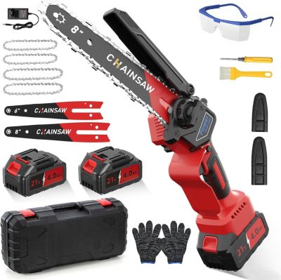 8 pouces Mini batterie scie à chaîne 1300 Watt brushless électrique sans fil scie à chaîne pour jardinage 8000mah batterie aliment