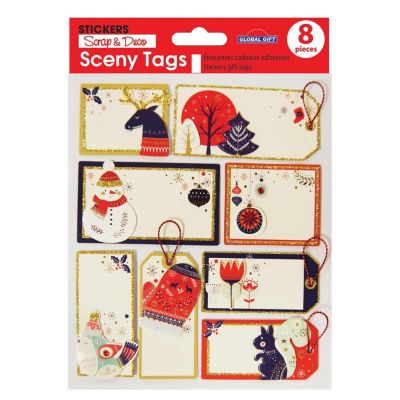 8 étiquettes cadeaux autocollantes - Noël Scandinave