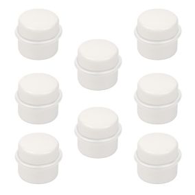 8 Un. Butée de porte adhésive en bois laqué blanc - Diamètre 37MM