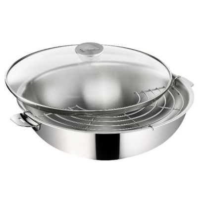 Lagostina Wok 30cm avec couvercle en verre 12138042230 salvaspazio+