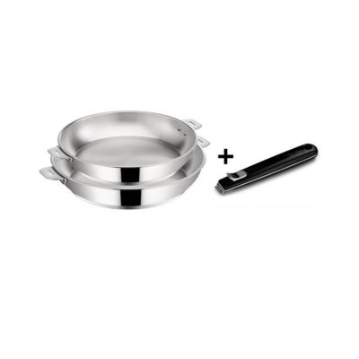 Lagostina Lot de 2 poêles inox 24 et 28 cm + poignée 012138600003 salvaspazio+