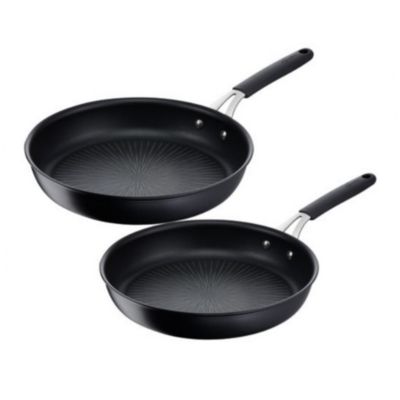 Lot de 2 poêles antiadhésives 24 et 28cm noir Lagostina 012165600002 tempra