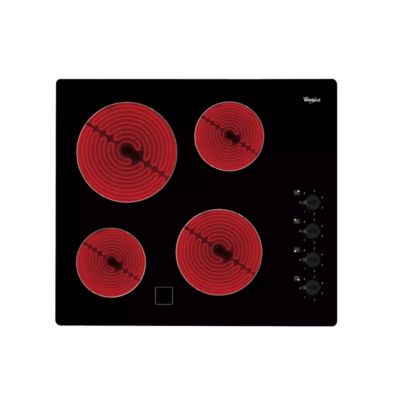 Table de cuisson vitrocéramique 4 feu 6200w noir Whirlpool AKM700NENEW