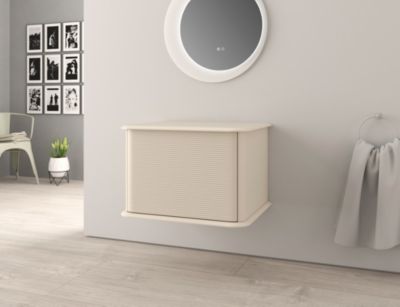 Meuble sous-vasque à suspendre l.61 cm avec plan de toilette  beige coton  Idra