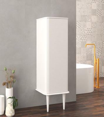 Colonne de salle de bains avec pieds 1 porte H.123 cm  beige coton mat  IDRA