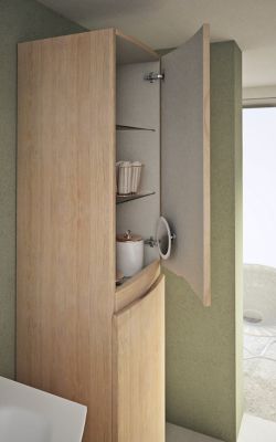 Colonne de salle de bain aspect bois naturel Vague 40 cm