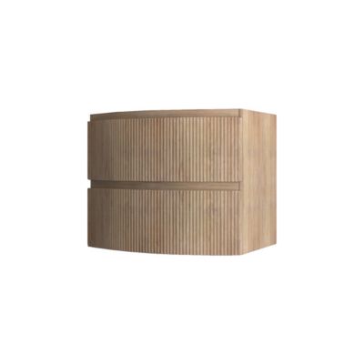 Meuble sous vasque l.69 x H.55 x P.52 cm, effet bois strié, Vague