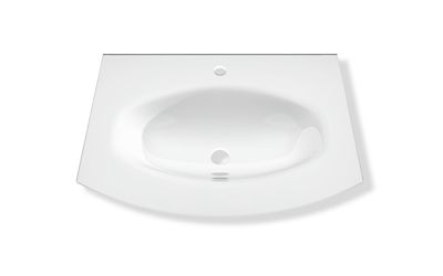 Plan simple vasque Vague en verre blanc l.69 x P.52 cm