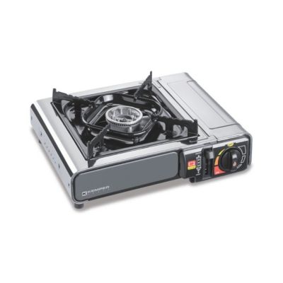 Réchaud à gaz portable NOMADE Inox 2200W Allumage piezo Double système de sécurité + Mallette de transport KEMPER