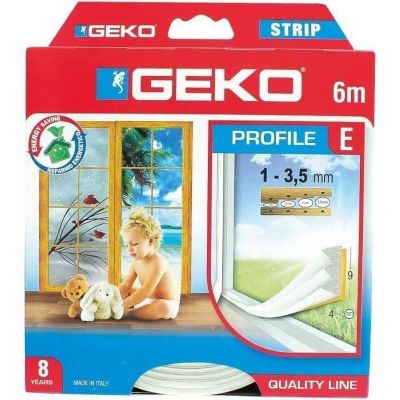 GEKO Joint adhésif profil E en caoutchouc EPDM 9mmx6m