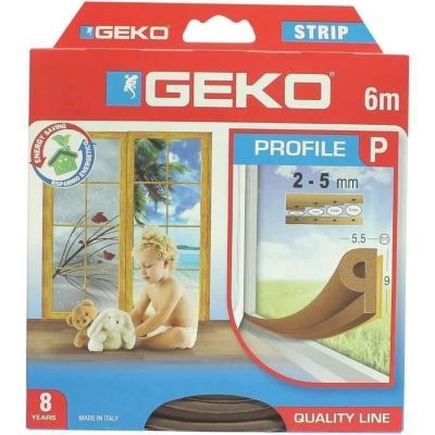 GEKO Joint adhésif Profil P en caoutchouc EPDM 9mmx6m