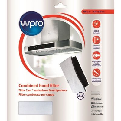WPRO - Filtre a charbon - 470 x 970 mm - Antiodeurs - Antigraisses - Indicateur saturation