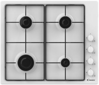 Table de cuisson gaz 60cm 4 feux blanc Candy CHW6LWW pop evo