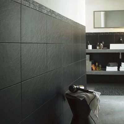 Carrelage Mur Noir 25 X 40 Cm Ardoise Vendu Au Carton Castorama