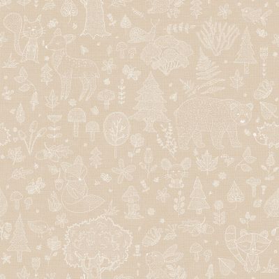 Papier peint intissé Babyland 2 Lutece mat et satiné enfant, animaux beige, blanc l.1005 x l.53 cm