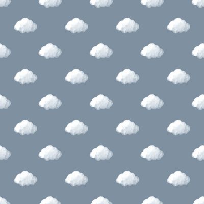 Papier peint intissé Babyland 2 Lutece mat et satiné enfant, nuage bleu, blanc l.1005 x l.53 cm