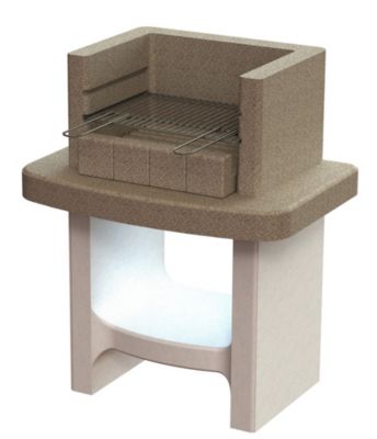 Barbecue à charbon siena en ciment allégé sarom avec table latérale