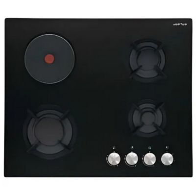 Table de cuisson mixte 60cm 4 feux noir Airlux AV647HBK