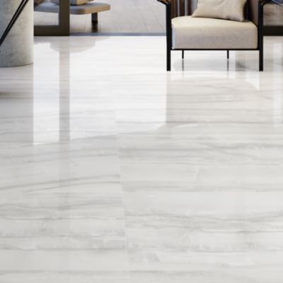 Carrelage sol et mur argent brillant Onyx 90 x 180 cm