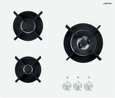 Table De Cuisson Gaz Airlux AV635HWH – 3 Foyers, 6150W, Revêtement Verre - vue 3