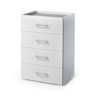 Commode Avim, Commode 4 tiroirs pour la chambre, Bureau polyvalent ou meuble d'étude, 50x41h87 cm, Blanc et Ciment