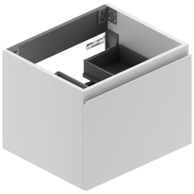 Meuble sous vasque à  suspendre Pura blanc 60 cm + plan vasque en résine blanc mat